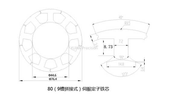 9 ช่องมอเตอร์โรเตอร์ไฟฟ้า Stator 8mm 7.2mm Brushless AC Servo